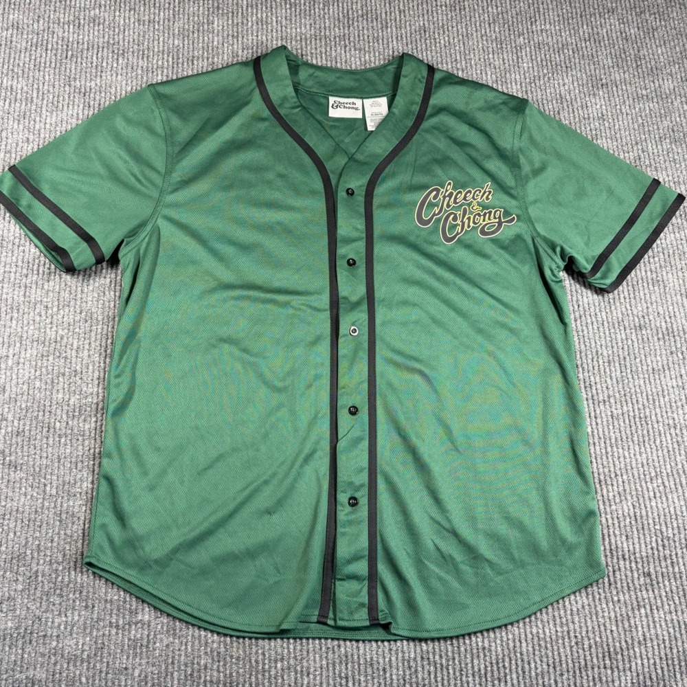Cheech & Chong Jersey Mens XL 420 Baseball Green Graphic Isaac Morris Ltd